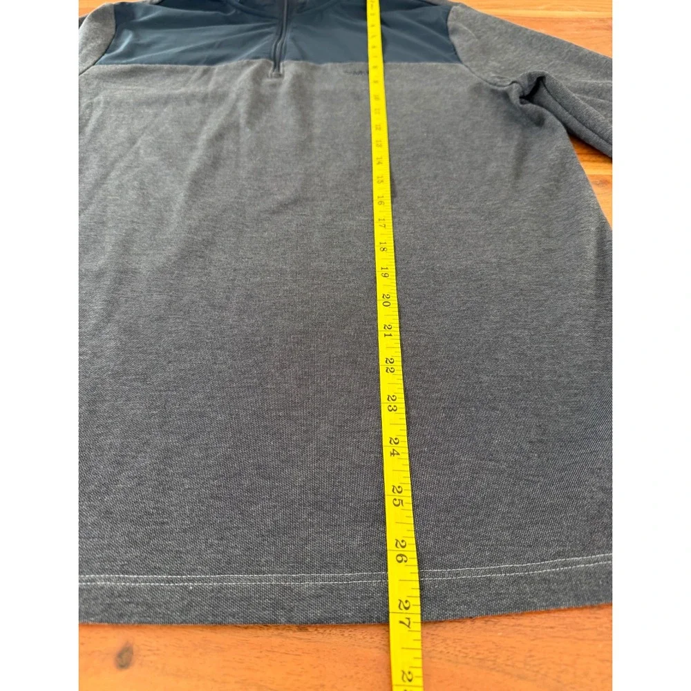 Calvin Klein Mens Quarter Zip Pullover Heather Grey Navy Blue Small Mock Neck